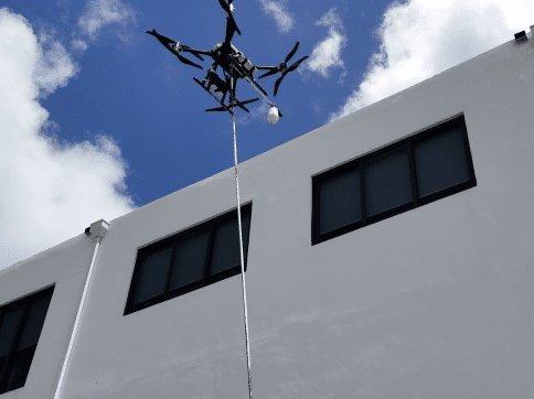 Drone Hovers in a Bldg