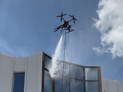 Drone washing hotel for fast, safe cleaning